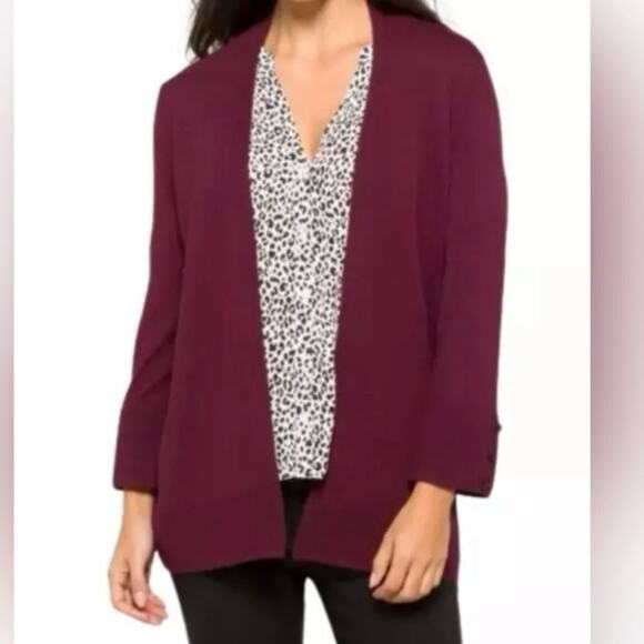 Evolution by Cyrus Stitch Fix Myna Button Sleeve Cardigan Sweater Burgundy NEW M - Picture 1 of 6